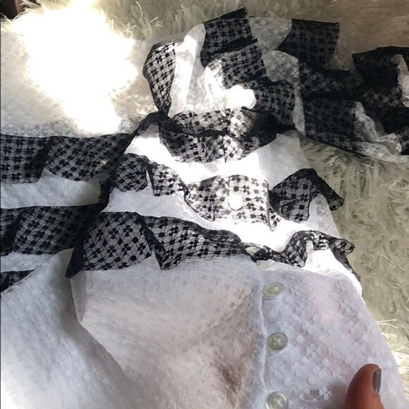 NWOT MILLY Gabriella Mesh Tiered Stripe Top Medium - Picture 6 of 8